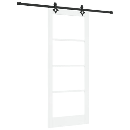 Sliding Door with Hardware Set 'ORKDAL'White Solid Wood & Glass, vidaXL Interior Door with Glass 'ORKDAL'White 86x211x4 cm