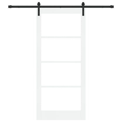 Sliding Door with Hardware Set "ORKDAL" White Solid Wood & Glass, vidaXL Interior Door with Glass "ORKDAL" White 93x211x4 cm
