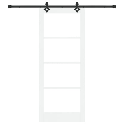 Sliding Door with Hardware Set 'ORKDAL'White Solid Wood & Glass, vidaXL Interior Door with Glass 'ORKDAL'White 86x211x4 cm