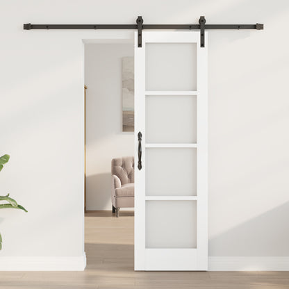 Sliding Door with Hardware Set "ORKDAL" White Solid Wood & Glass, vidaXL Interior Door with Glass "ORKDAL" White 61 x 198.5 x 4 cm