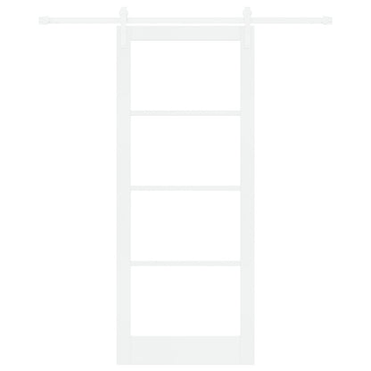 Sliding Door with Hardware Set "ORKDAL" White Solid Wood & Glass, vidaXL Interior Door with Glass "ORKDAL" White 86x211x4 cm