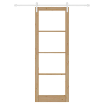 Sliding Door with Hardware Set "ORKDAL" Solid Wood & Glass, vidaXL Interior Door with Glass "ORKDAL" 83x232x4 cm Solid Wood Pine