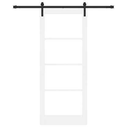 Sliding Door with Hardware Set "ORKDAL" White Solid Wood & Glass, vidaXL Interior Door with Glass "ORKDAL" White 86x211x4 cm