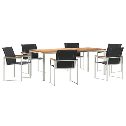 7 Piece Garden Dining Set in Solid Wood Acacia, vidaXL Outdoor Dining Table 200x90x74.5 cm in Solid Wood Acacia