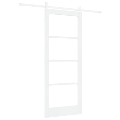 Sliding Door with Hardware Set 'ORKDAL'White Solid Wood & Glass, vidaXL Interior Door with Glass 'ORKDAL'White 83x202x4 cm