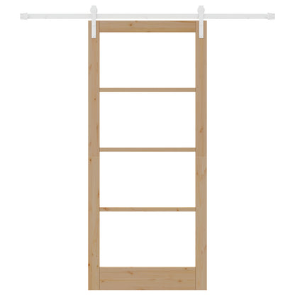 Sliding Door with Hardware Set "ORKDAL" Solid Wood & Glass, vidaXL Interior Door with Glass "ORKDAL" 93x211x4 cm Solid Wood Pine