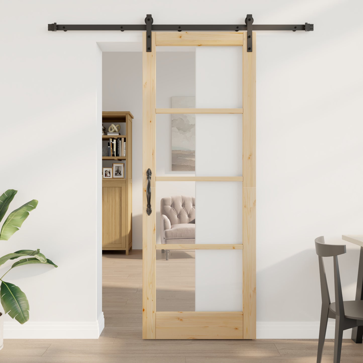 Sliding Door with Hardware Set 'ORKDAL'Solid Wood & Glass, vidaXL Interior Door with Glass 'ORKDAL'78x211x4 cm Solid Wood Pine