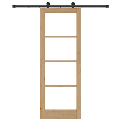 Sliding Door with Hardware Set "ORKDAL" Solid Wood&Glass, vidaXL Interior Door with Glass "ORKDAL" 78x211x4 cm Solid Wood Pine