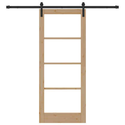 Sliding Door with Hardware Set "ORKDAL" Solid Wood & Glass, vidaXL Interior Door with Glass "ORKDAL" 83x202x4 cm Solid Wood Pine