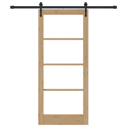 Sliding Door with Hardware Set 86x198.5 cm Solid Wood Pine, vidaXL Interior Door with Glass "ORKDAL" 86x198.5x4 cm Solid Wood Pine