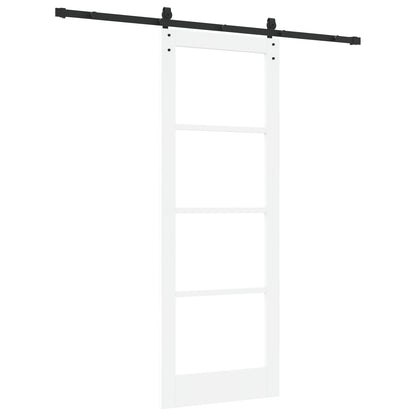 Sliding Door with Hardware Set 'ORKDAL'White Solid Wood & Glass, vidaXL Interior Door with Glass 'ORKDAL'White 78x211x4 cm
