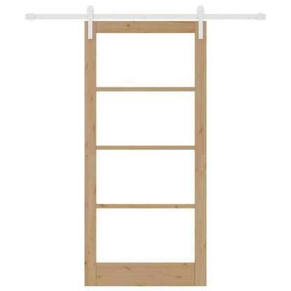 Sliding Door with Hardware Set 'ORKDAL'Solid Wood & Glass, vidaXL Interior Door with Glass 'ORKDAL'93x202x4 cm Solid Wood Pine