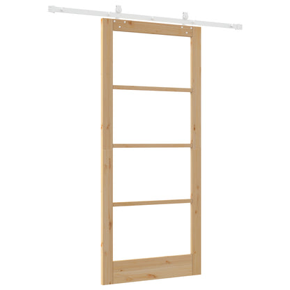 Sliding Door with Hardware Set 93x211 cm Solid Wood Pine, vidaXL Interior Door with Glass 'ORKDAL'93x211x4 cm Solid Wood Pine
