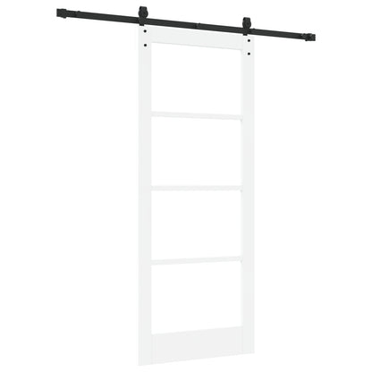 Sliding Door with Hardware Set White 83x202 cm Solid Wood Pine, vidaXL Interior Door with Glass 'ORKDAL'White 83x202x4 cm