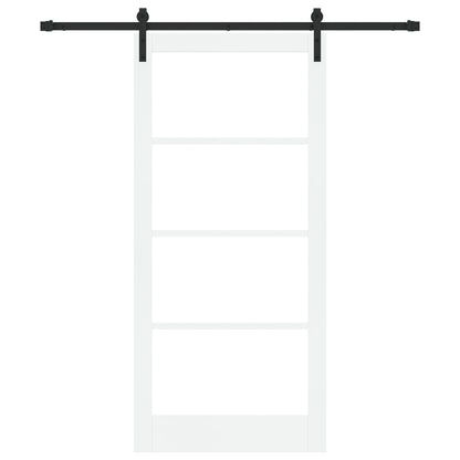 Sliding Door with Hardware Set 'ORKDAL'White Solid Wood & Glass, vidaXL Interior Door with Glass 'ORKDAL'White 93x202x4 cm
