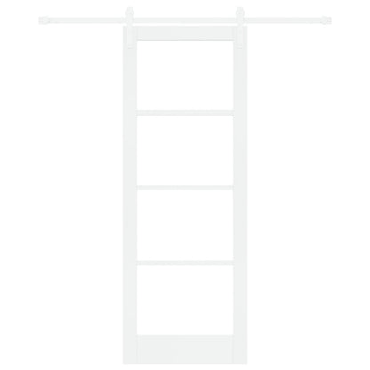 Sliding Door with Hardware Set 'ORKDAL'White Solid Wood & Glass, vidaXL Interior Door with Glass 'ORKDAL'White 78x211x4 cm