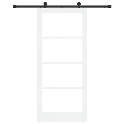 Sliding Door with Hardware Set 'ORKDAL'White Solid Wood & Glass, vidaXL Interior Door with Glass 'ORKDAL'White 93x211x4 cm
