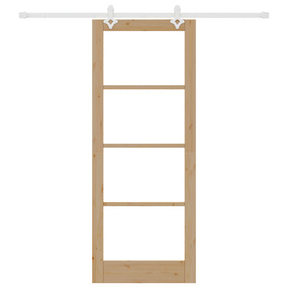 Sliding Door with Hardware Set 83x211 cm Solid Wood Pine, vidaXL Interior Door with Glass 'ORKDAL'83x211x4 cm Solid Wood Pine