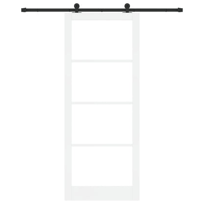 Sliding Door with Hardware Set 'ORKDAL'White Solid Wood & Glass, vidaXL Interior Door with Glass 'ORKDAL'White 93x232x4 cm