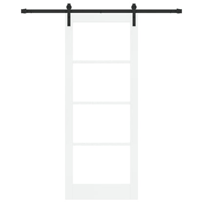 Sliding Door with Hardware Set 'ORKDAL'White Solid Wood & Glass, vidaXL Interior Door with Glass 'ORKDAL'White 83x211x4 cm