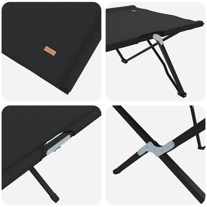 Folding Sun Bed with Carry Bag Black 600D Oxford Fabric