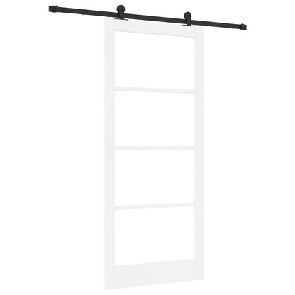 Sliding Door with Hardware Set 'ORKDAL'White Solid Wood & Glass, vidaXL Interior Door with Glass 'ORKDAL'White 93x211x4 cm