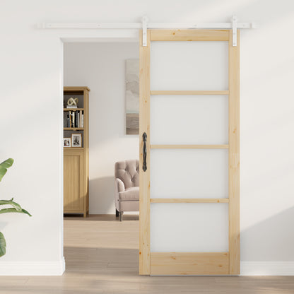 Sliding Door with Hardware Set "ORKDAL" Solid Wood & Glass, vidaXL Interior Door with Glass "ORKDAL" 83x202x4 cm Solid Wood Pine