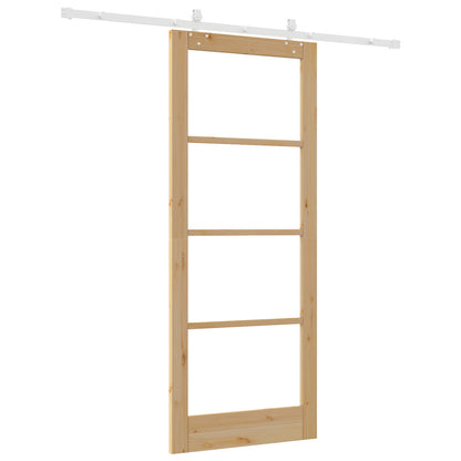 Sliding Door with Hardware Set 86x211 cm Solid Wood Pine, vidaXL Interior Door with Glass 'ORKDAL'86x211x4 cm Solid Wood Pine