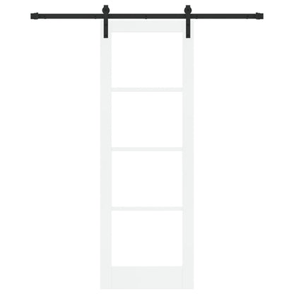 Sliding Door with Hardware Set "ORKDAL" White Solid Wood & Glass, vidaXL Interior Door with Glass "ORKDAL" White 73.5x211x4 cm