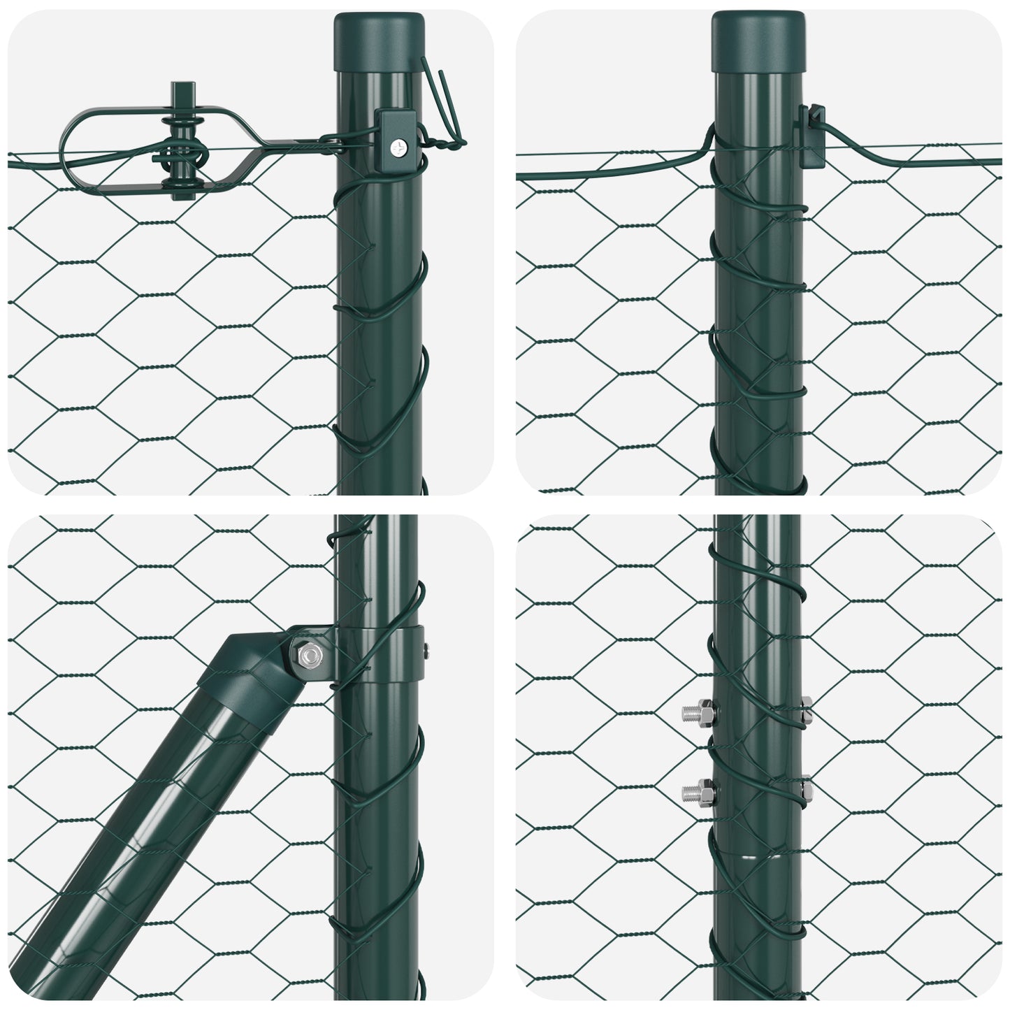 Fencing Set Set of 2 Dark Green Metal 25 x 1 m Outdoor Fencing