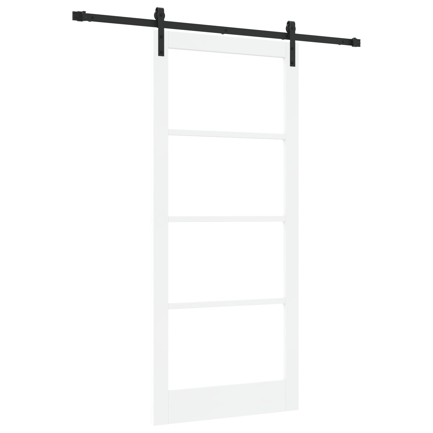 Sliding Door with Hardware Set 'ORKDAL'White Solid Wood & Glass, vidaXL Interior Door with Glass 'ORKDAL'White 93x211x4 cm