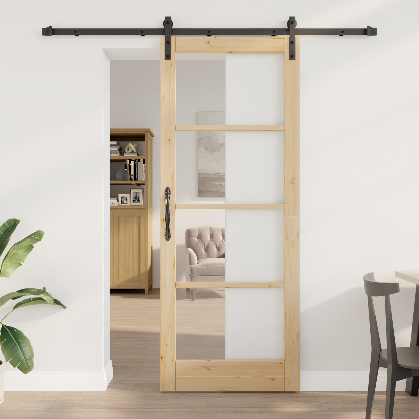 Sliding Door with Hardware Set 'ORKDAL'Solid Wood & Glass, vidaXL Interior Door with Glass 'ORKDAL'83x211x4 cm Solid Wood Pine