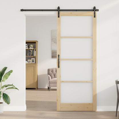 Sliding Door with Hardware Set "ORKDAL" Solid Wood & Glass, vidaXL Interior Door with Glass "ORKDAL" 93x232x4 cm Solid Wood Pine