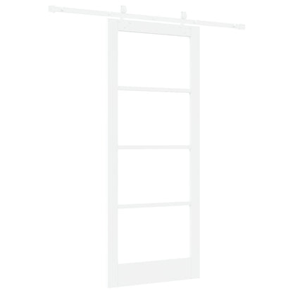 Sliding Door with Hardware Set White 86x211 cm Solid Wood Pine, vidaXL Interior Door with Glass "ORKDAL" White 86x211x4 cm