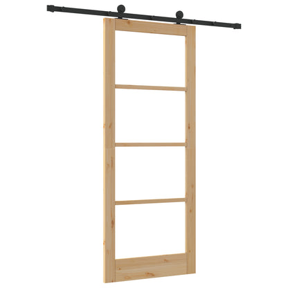Sliding Door with Hardware Set 'ORKDAL'Solid Wood & Glass, vidaXL Interior Door with Glass 'ORKDAL'86x211x4 cm Solid Wood Pine
