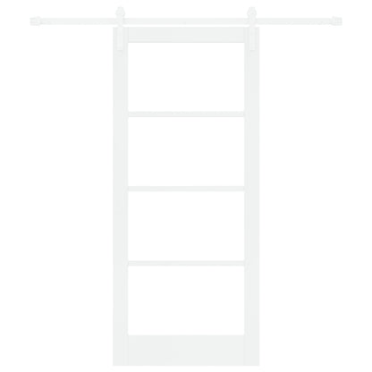 Sliding Door with Hardware Set "ORKDAL" White Solid Wood & Glass, vidaXL Interior Door with Glass "ORKDAL" White 86x198.5x4 cm