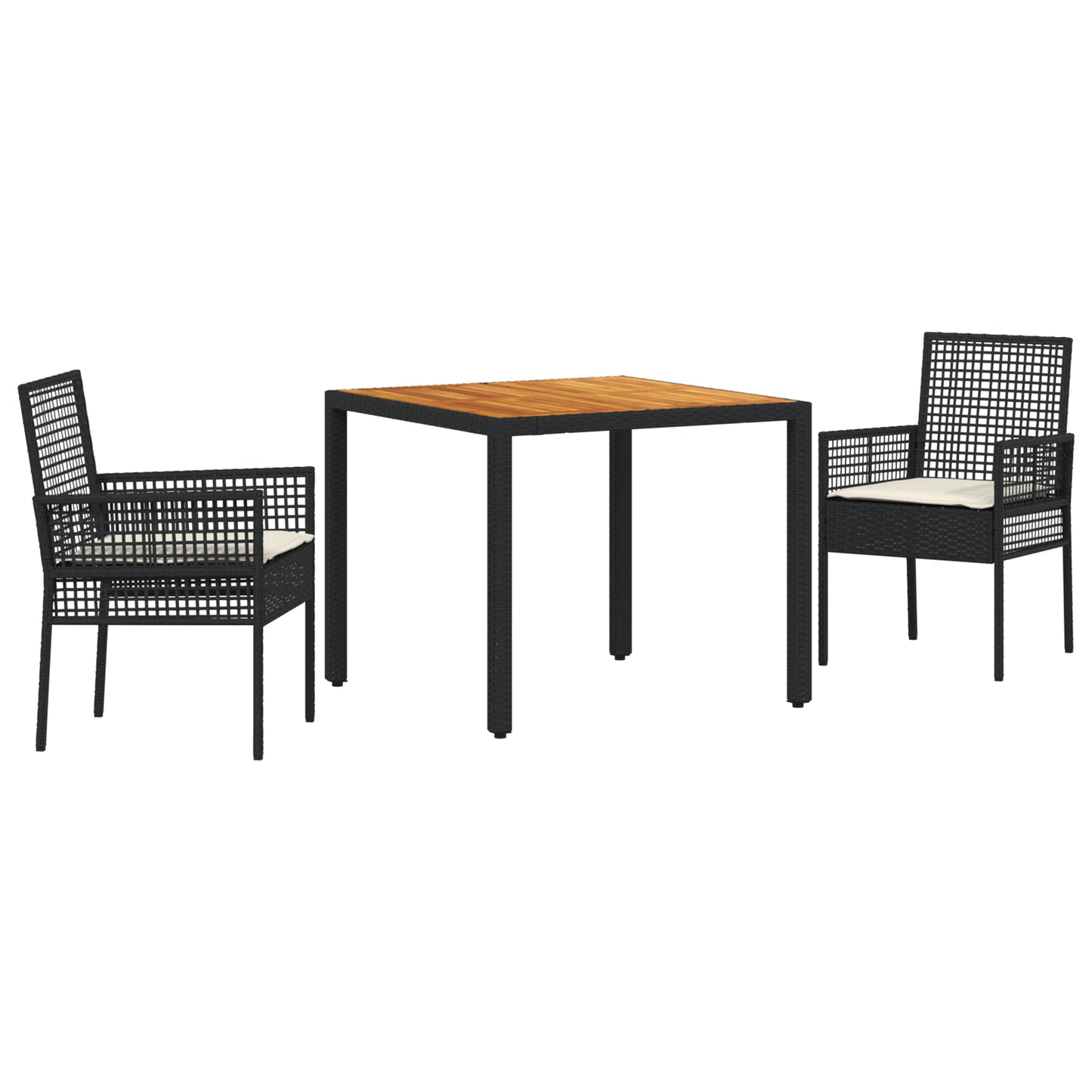 Dining Furniture Set Set of 3 Black Wood Durable Patio Gear