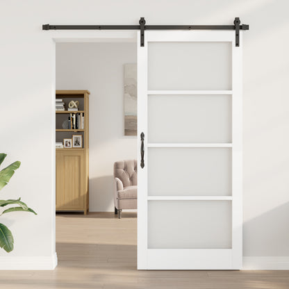 Sliding Door with Hardware Set 'ORKDAL'White Solid Wood & Glass, vidaXL Interior Door with Glass 'ORKDAL'White 93x211x4 cm