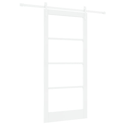 Sliding Door with Hardware Set "ORKDAL" White Solid Wood & Glass, vidaXL Interior Door with Glass "ORKDAL" White 93x202x4 cm