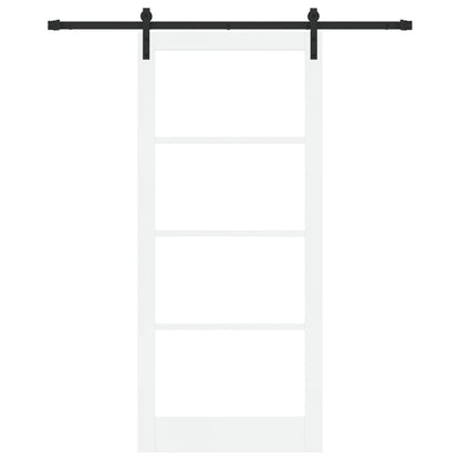 Sliding Door with Hardware Set 'ORKDAL'White Solid Wood & Glass, vidaXL Interior Door with Glass 'ORKDAL'White 93x211x4 cm