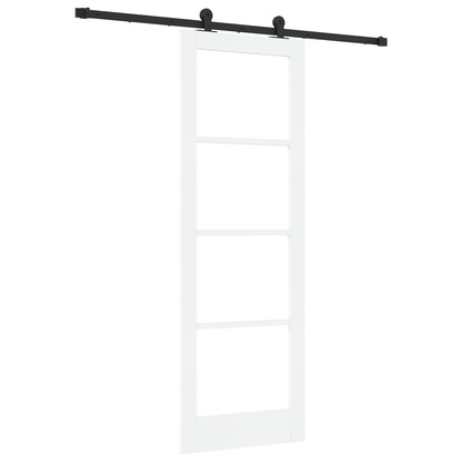 Sliding Door with Hardware Set 'ORKDAL'White Solid Wood & Glass, vidaXL Interior Door with Glass 'ORKDAL'White 73.5x211x4 cm