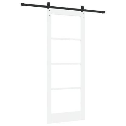 Sliding Door with Hardware Set 'ORKDAL'White Solid Wood & Glass, vidaXL Interior Door with Glass 'ORKDAL'White 83x211x4 cm