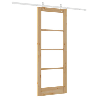 Sliding Door with Hardware Set 78x202 cm Solid Wood Pine, vidaXL Interior Door with Glass 'ORKDAL'78x202x4 cm Solid Wood Pine