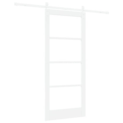 Sliding Door with Hardware Set "ORKDAL" White Solid Wood & Glass, vidaXL Interior Door with Glass "ORKDAL" White 86x198.5x4 cm