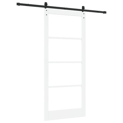 Sliding Door with Hardware Set "ORKDAL" White Solid Wood & Glass, vidaXL Interior Door with Glass "ORKDAL" White 93x211x4 cm