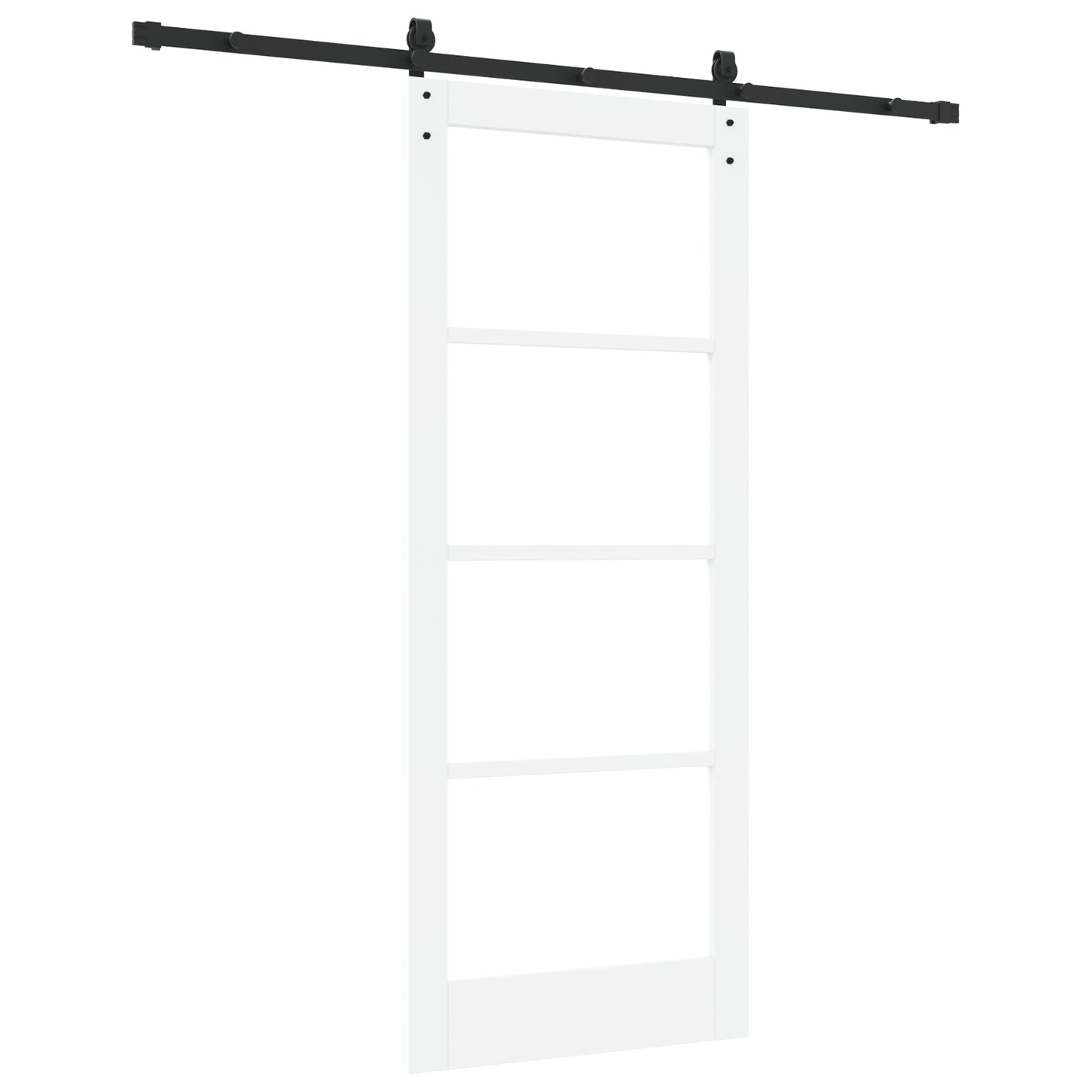 Sliding Door with Hardware Set 'ORKDAL'White Solid Wood & Glass, vidaXL Interior Door with Glass 'ORKDAL'White 83x202x4 cm