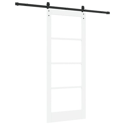 Sliding Door with Hardware Set 'ORKDAL'White Solid Wood & Glass, vidaXL Interior Door with Glass 'ORKDAL'White 83x202x4 cm