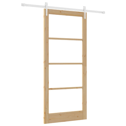 Sliding Door with Hardware Set 93x211 cm Solid Wood Pine, vidaXL Interior Door with Glass 'ORKDAL'93x211x4 cm Solid Wood Pine