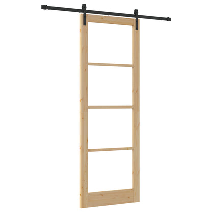 Sliding Door with Hardware Set 'ORKDAL'Solid Wood & Glass, vidaXL Interior Door with Glass 'ORKDAL'83x232x4 cm Solid Wood Pine