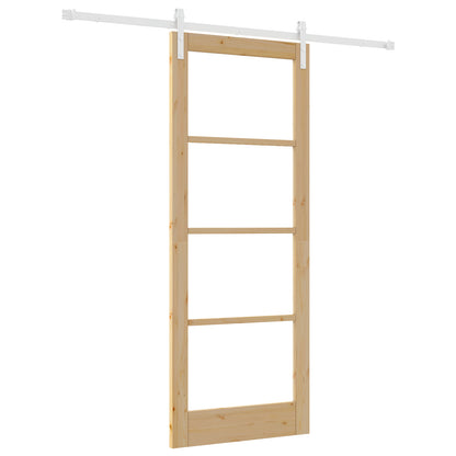 Sliding Door with Hardware Set "ORKDAL" Solid Wood & Glass, vidaXL Interior Door with Glass "ORKDAL" 83x211x4 cm Solid Wood Pine